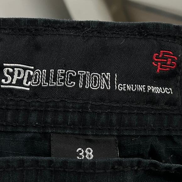 Men's Black Ripstop Wide Leg Cargo Pants SP Collection 38  Campy Gorpcore Work - Picture 5 of 8